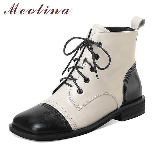 meotina real leather low heel ankle boots women short boots shoes square toe thick heels cross tied boots female autumn winter 210520, Black
meotina real leather low heel ankle boots women short boots shoes square toe thick heels cross tied boots female autumn winter 210520, Black