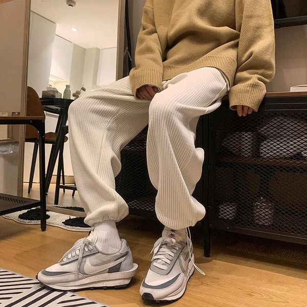men's pants silky men casual straight tie feet corduroy solid color oversize trousers man warm korean streetwear fashion leisure, Black
men's pants silky men casual straight tie feet corduroy solid color oversize trousers man warm korean streetwear fashion leisure, Black