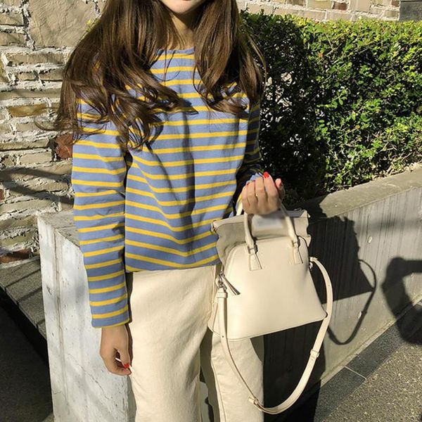 women's t-shirt women o neck tshirt fashion striped print loose long sleeve spring female casual simple t shirts, White
women's t-shirt women o neck tshirt fashion striped print loose long sleeve spring female casual simple t shirts, White