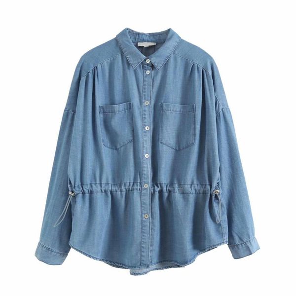 women's blouses & shirts slim waist denim shirt women long sleeve turn down collar spring loose jeans streetwear casual blouse, White
women's blouses & shirts slim waist denim shirt women long sleeve turn down collar spring loose jeans streetwear casual blouse, White