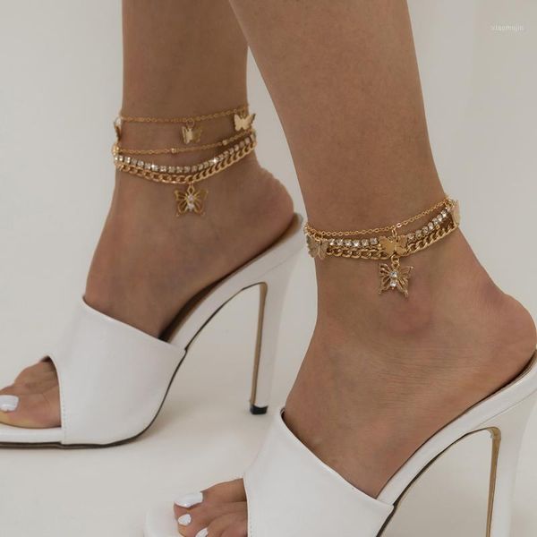 anklets 3pcs/set shiny rhinestones butterfly pendant anklet rainbow crystal chain curb cuban barefoot sandals on foot jewelry1, Red;blue
anklets 3pcs/set shiny rhinestones butterfly pendant anklet rainbow crystal chain curb cuban barefoot sandals on foot jewelry1, Red;blue
