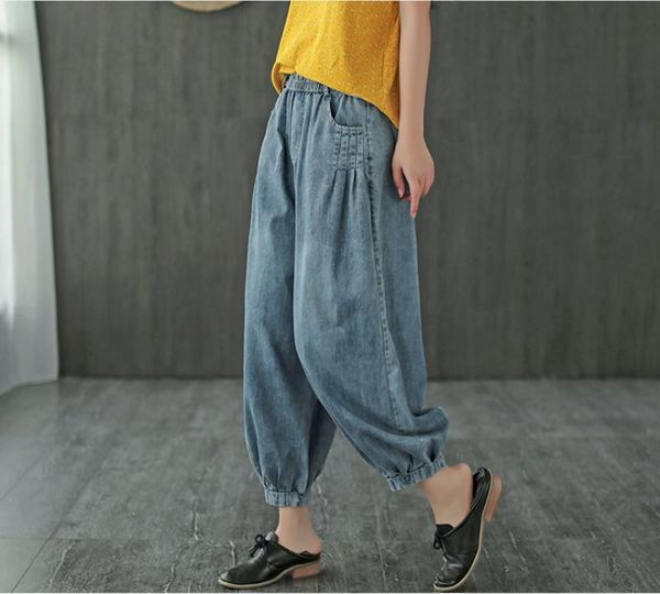 fairynatural vintage women elastic waist loose casual denim harem pants 2021 ladies pocket summer autumn long jeans women's, Blue
fairynatural vintage women elastic waist loose casual denim harem pants 2021 ladies pocket summer autumn long jeans women's, Blue