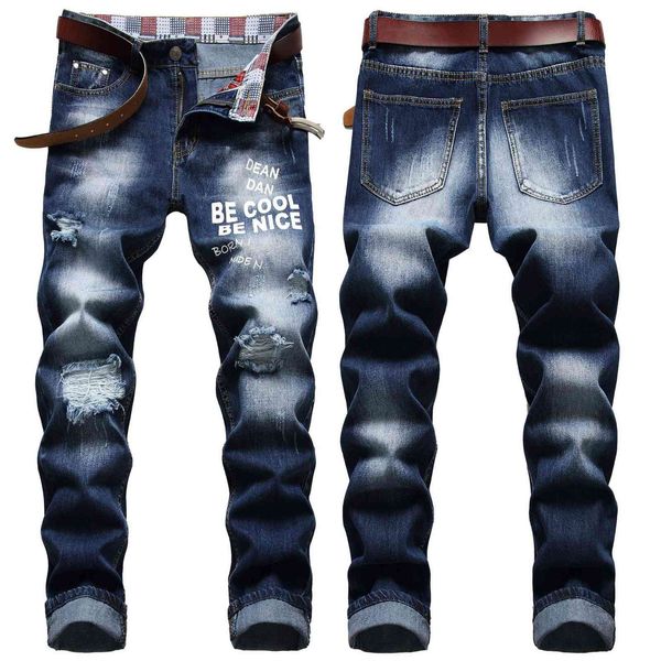 jeans 2021 hip hop four seasons fashion wear hole hang grind english print small straight for men, Blue
jeans 2021 hip hop four seasons fashion wear hole hang grind english print small straight for men, Blue