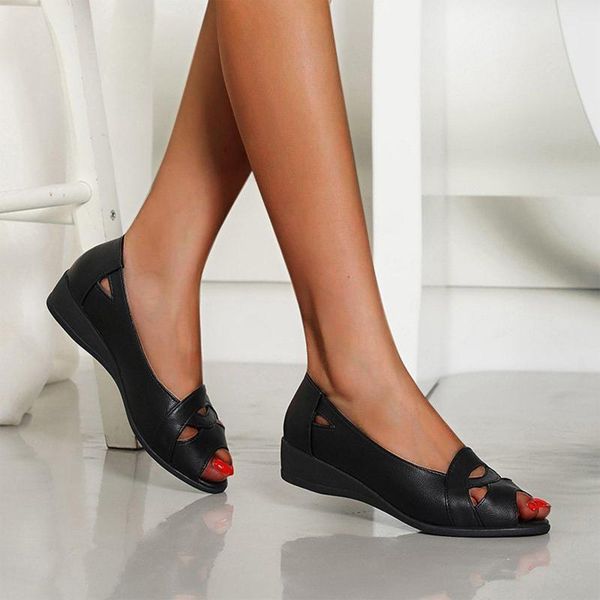 sandals hollow soft sole shoes for woman casual wedge fish mouth single non-slip breathable loafers women lazy 2021, Black
sandals hollow soft sole shoes for woman casual wedge fish mouth single non-slip breathable loafers women lazy 2021, Black