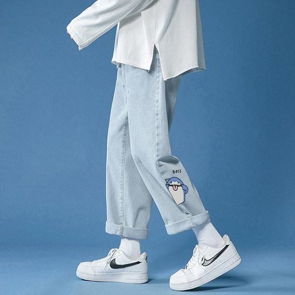 men's jeans 2021 spring and summer boys' loose fashionable daddy pants korean chic handsome straight tube printed, Blue
men's jeans 2021 spring and summer boys' loose fashionable daddy pants korean chic handsome straight tube printed, Blue