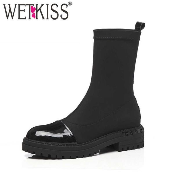 wetkiss stretch thick heels women ankle boots round toe footwear patent leather female boot platform shoes woman winter 210630, Black
wetkiss stretch thick heels women ankle boots round toe footwear patent leather female boot platform shoes woman winter 210630, Black