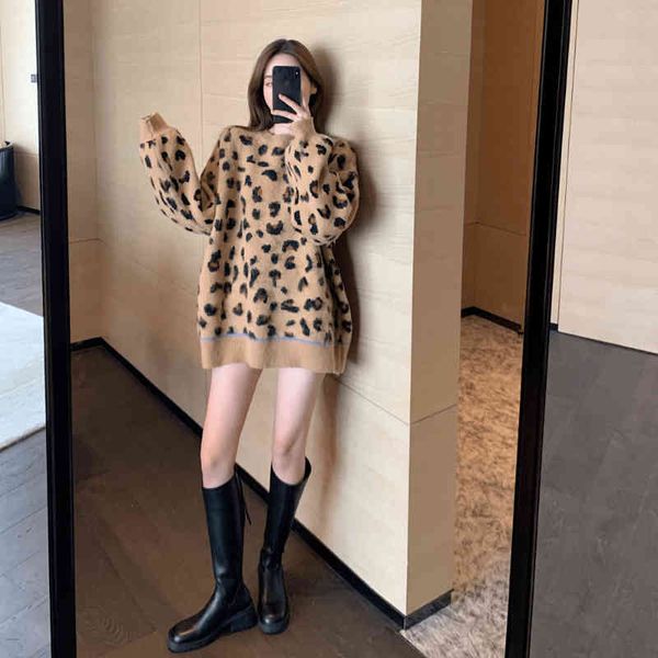 autumn and winter women's fashion leopard print loose casual all-match sweater 210514, White;black
autumn and winter women's fashion leopard print loose casual all-match sweater 210514, White;black