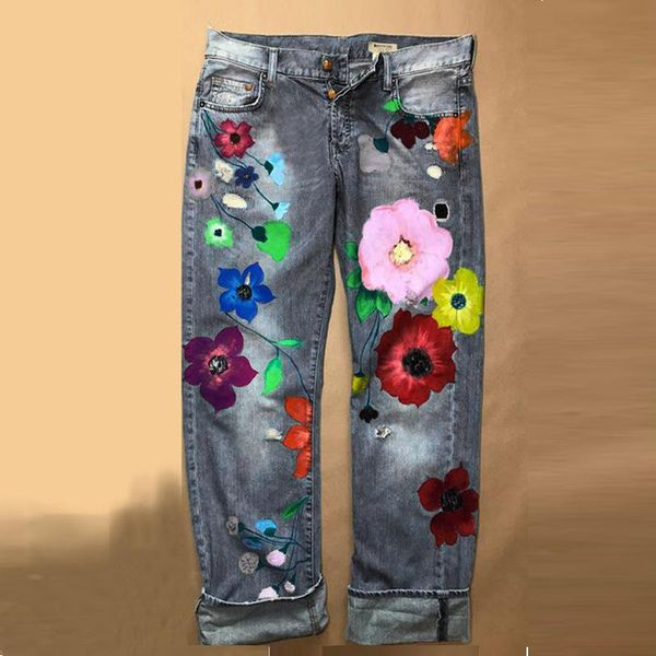 women's jeans retro high waist loose denim trousers 2021 streetwear printed fashion casual pants for mom, Blue
women's jeans retro high waist loose denim trousers 2021 streetwear printed fashion casual pants for mom, Blue