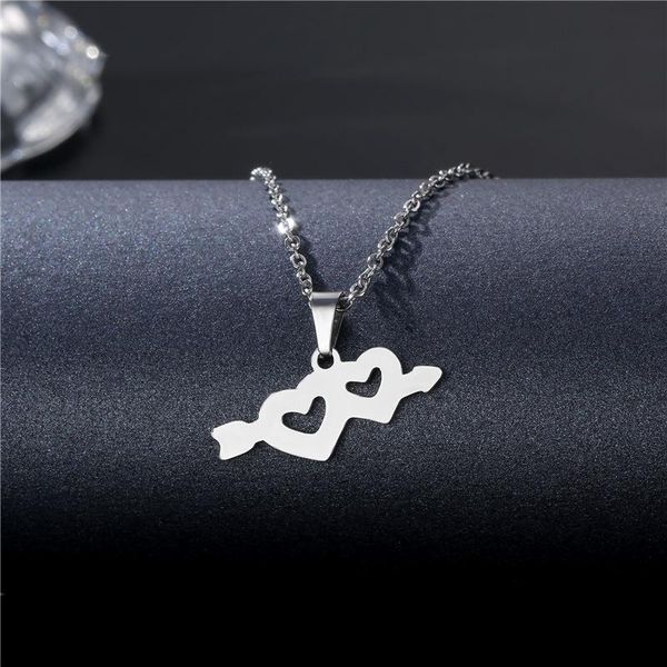 pendant necklaces double peach heart necklace for women simple one arrow through silver color valentine's day jewelry gift
pendant necklaces double peach heart necklace for women simple one arrow through silver color valentine's day jewelry gift