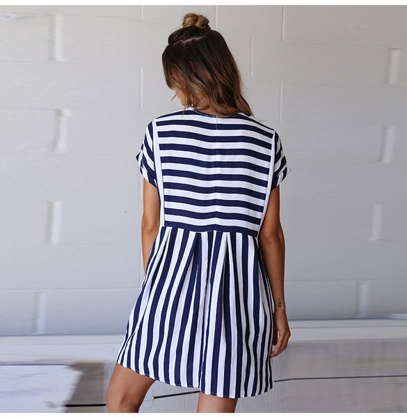 summer fashion o-neck short sleeved party ladies dress casual mini striped dresses loose elegant prom female vestidos, Black;gray
summer fashion o-neck short sleeved party ladies dress casual mini striped dresses loose elegant prom female vestidos, Black;gray