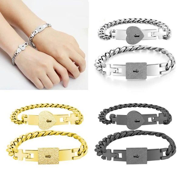 2pcs tone stainless steel lover heart love lock bracelet with key bangles kit couple jewelry gift bangle, Black
2pcs tone stainless steel lover heart love lock bracelet with key bangles kit couple jewelry gift bangle, Black