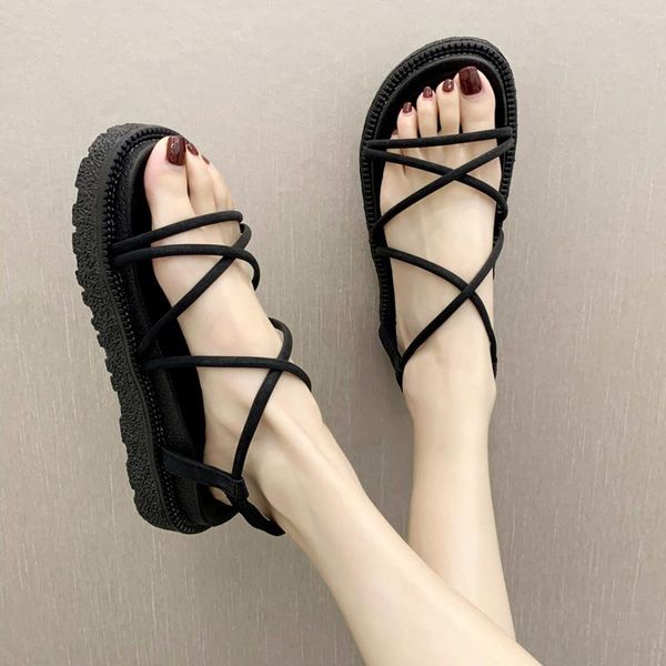sandals women elastic band cross tied 2021 woman shoes female platform flats ladies summer fashion comfort footwear, Black
sandals women elastic band cross tied 2021 woman shoes female platform flats ladies summer fashion comfort footwear, Black