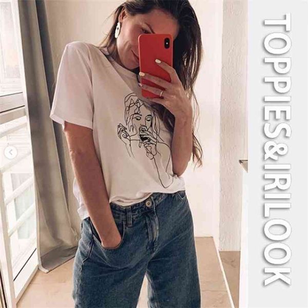 ies summer t-shirts character printing tees solid color white t-shirts women drinking girls 210330
ies summer t-shirts character printing tees solid color white t-shirts women drinking girls 210330