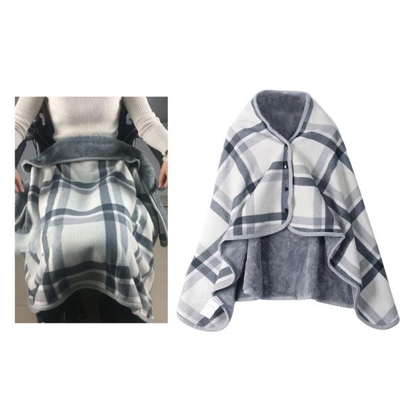 scarves wheelchair blanket thickening shawl cloak fleece button closure warm snuggle throw wearable, Blue;gray
scarves wheelchair blanket thickening shawl cloak fleece button closure warm snuggle throw wearable, Blue;gray