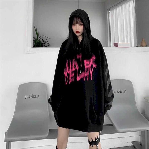 spring autumn punk women's hoodies korean dark letters loose bf black long-sleeved hooded sweatshirt streetwear 210526
spring autumn punk women's hoodies korean dark letters loose bf black long-sleeved hooded sweatshirt streetwear 210526