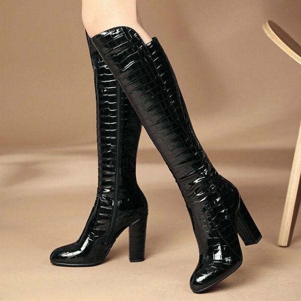 boots botas femininas de couro falso salto alto quadrado, compridas com zÃper preto marrom dr14, Black
boots botas femininas de couro falso salto alto quadrado, compridas com zÃper preto marrom dr14, Black