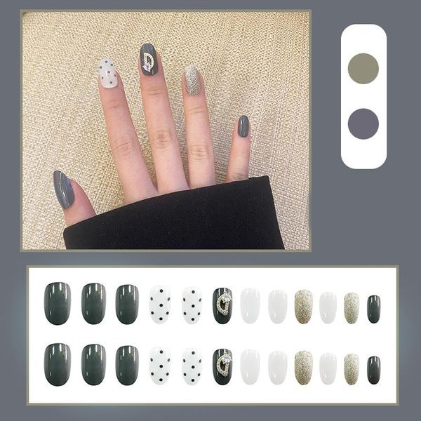 false nails nail patch short round head grey dot diamond wearing art gifts for girls smj, Red;gold
false nails nail patch short round head grey dot diamond wearing art gifts for girls smj, Red;gold