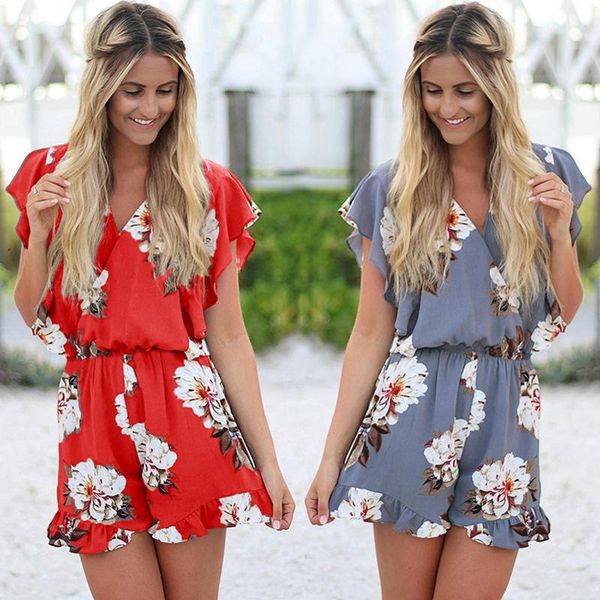 women's jumpsuits & rompers womens jumpsuit women casual sleeveless v neck ruffles gray floral printing party combinaison short female, Black;white
women's jumpsuits & rompers womens jumpsuit women casual sleeveless v neck ruffles gray floral printing party combinaison short female, Black;white
