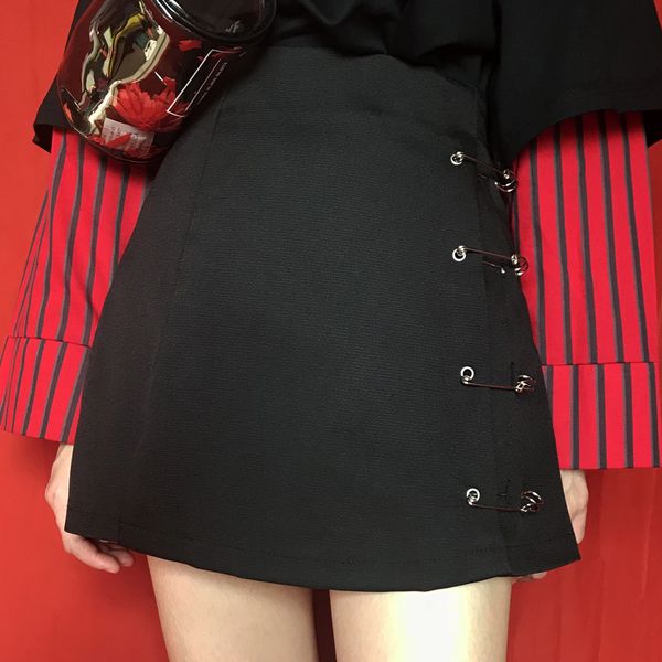 flectit punk rock style safety pin a-line mini skirt with side split high waisted collins skirt women harajuku street wear, Black
flectit punk rock style safety pin a-line mini skirt with side split high waisted collins skirt women harajuku street wear, Black