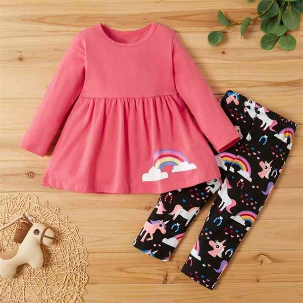 spring and autumn 2-piece baby / toddler girl rainbow print unicorn pants set for kids 210528, White
spring and autumn 2-piece baby / toddler girl rainbow print unicorn pants set for kids 210528, White
