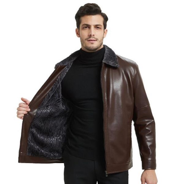 men's fur & faux leather jacket men business casual warm motorcycle handsome simple young male slim fit zipper coat, Black
men's fur & faux leather jacket men business casual warm motorcycle handsome simple young male slim fit zipper coat, Black