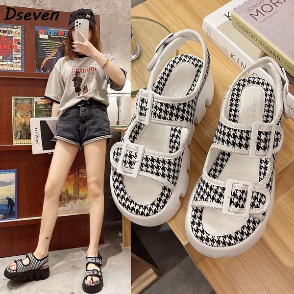 sandals women summer retro plaid cloth one word fashion button platform sports beach sandalias de mujer, Black
sandals women summer retro plaid cloth one word fashion button platform sports beach sandalias de mujer, Black