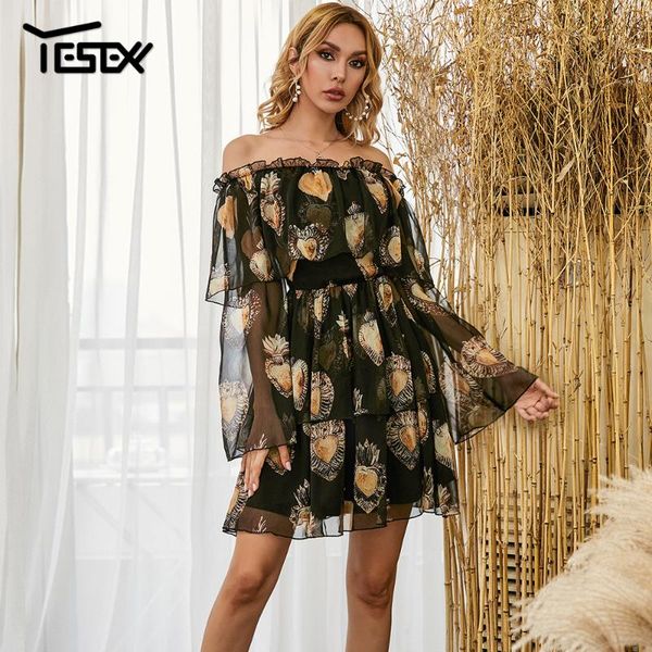 casual dresses ye2021 off shoulder floral print dress long sleeve women mini female summer clothing m0109, Black;gray
casual dresses ye2021 off shoulder floral print dress long sleeve women mini female summer clothing m0109, Black;gray