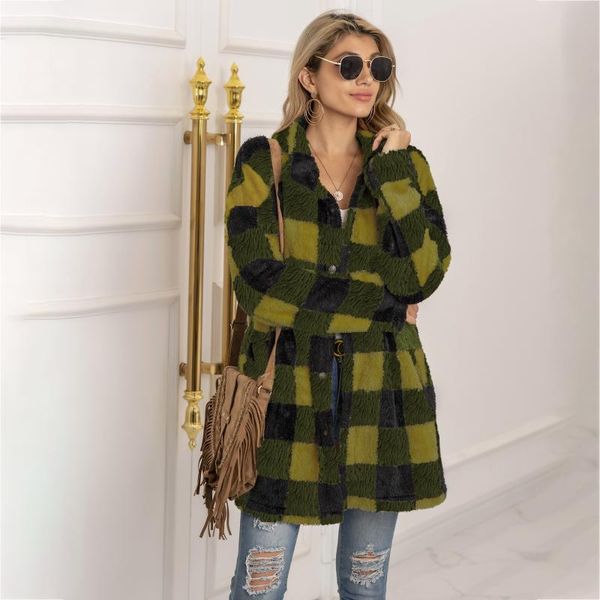 women's wool & blends oversize casual christmas jackets 2021 autumn winter plaid printing loose long sleeve buttons plush cardigan coat, Black
women's wool & blends oversize casual christmas jackets 2021 autumn winter plaid printing loose long sleeve buttons plush cardigan coat, Black