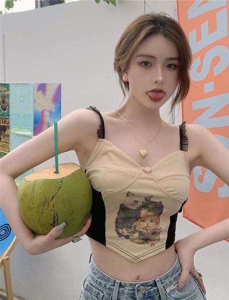 women's tanks & camis ins girl cat print small suspender vest women's summer outer bra inner top, White
women's tanks & camis ins girl cat print small suspender vest women's summer outer bra inner top, White