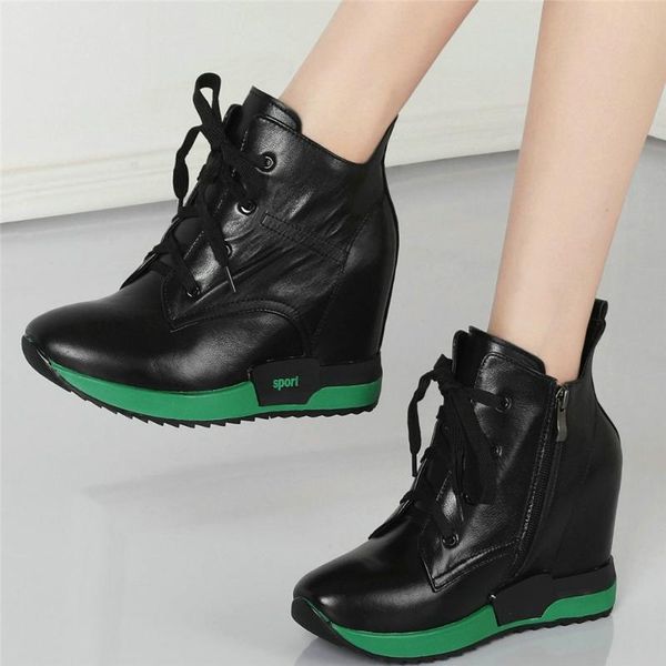 boots punk creepers women lace up genuine leather wedges high heel ankle female round toe fashion sneakers casual shoes, Black
boots punk creepers women lace up genuine leather wedges high heel ankle female round toe fashion sneakers casual shoes, Black