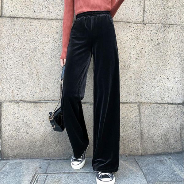 women's pants & capris sweatpants women clothes velvet wide-leg 2021 fall fashion black high waisted, Black;white 
women's pants & capris sweatpants women clothes velvet wide-leg 2021 fall fashion black high waisted, Black;white