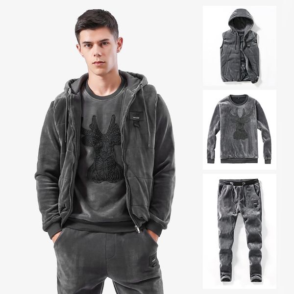 men sweatshirt suit winter warm thick vest sweatpants pleuche fabric bucks track suit men(sweatshirt+pants+vest) 210603, Gray
men sweatshirt suit winter warm thick vest sweatpants pleuche fabric bucks track suit men(sweatshirt+pants+vest) 210603, Gray