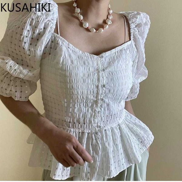 kusahiki chic summer puff sleeve woman shirts korean square collar blouses slim waist ruffle blusas feminimos 6j718 210602, White
kusahiki chic summer puff sleeve woman shirts korean square collar blouses slim waist ruffle blusas feminimos 6j718 210602, White