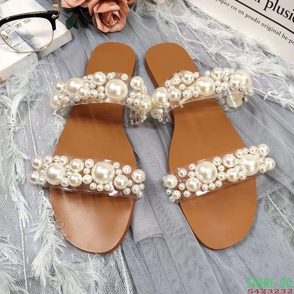 slippers 2021 arrival summer women pearl flat transparent outside brown slides casuals beach size 40-42, Black
slippers 2021 arrival summer women pearl flat transparent outside brown slides casuals beach size 40-42, Black