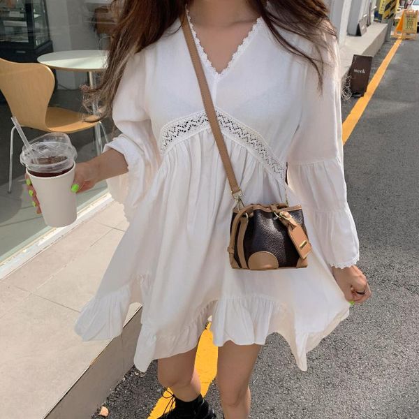 casual dresses summer autumn french style lace v neck loose dress for womem holiday white flare sleeve mini lady vestidos, Black;gray
casual dresses summer autumn french style lace v neck loose dress for womem holiday white flare sleeve mini lady vestidos, Black;gray