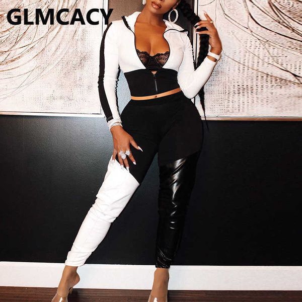 women two piece colorblock patchwork track suits slim zipper & slim pants set 210702, White
women two piece colorblock patchwork track suits slim zipper & slim pants set 210702, White