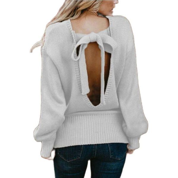 women's sweaters 2021 backless sweater women pullover knitted loose autumn winter woman knitting pullovers, White;black
women's sweaters 2021 backless sweater women pullover knitted loose autumn winter woman knitting pullovers, White;black