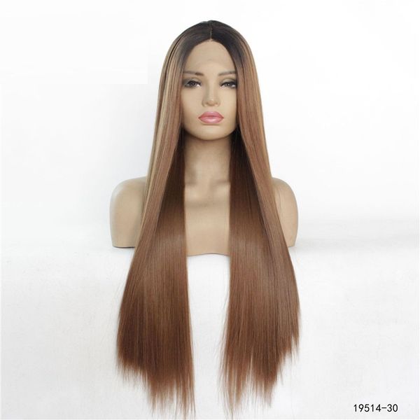 silky straight ombre brown color synthetic lace front wig 12~26 inches simulation human hair wigs 19514-30, Black;brown
silky straight ombre brown color synthetic lace front wig 12~26 inches simulation human hair wigs 19514-30, Black;brown