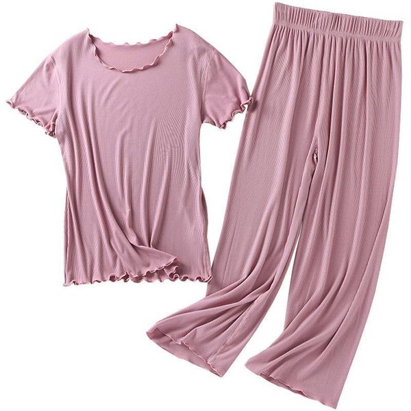japanese womens sleepwears summer ladies cotton modal short sleeved nine point pants suit home service large size pajamas, Black;red
japanese womens sleepwears summer ladies cotton modal short sleeved nine point pants suit home service large size pajamas, Black;red