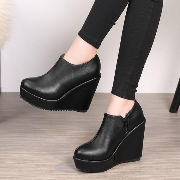dress shoes women thick platform wedge fashion warm high heel winter ankle zipper chaussure femme talon epais #3, Black
dress shoes women thick platform wedge fashion warm high heel winter ankle zipper chaussure femme talon epais #3, Black