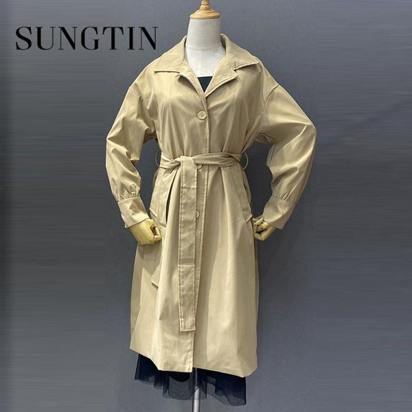 women's trench coats sungtin korean long coat for women oversize 2021 spring autumn fashion vintage belt loose lady outerwear, Tan;black
women's trench coats sungtin korean long coat for women oversize 2021 spring autumn fashion vintage belt loose lady outerwear, Tan;black