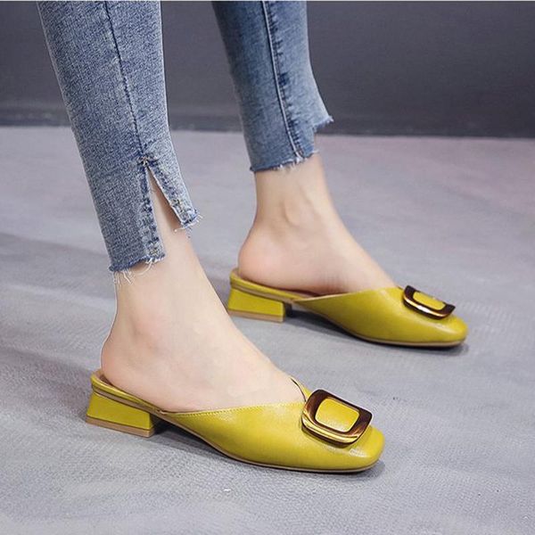 women metal decoration mule 2021 women's square toe slippers ladies leather low heel woman slip on slides female casual shoes, Black
women metal decoration mule 2021 women's square toe slippers ladies leather low heel woman slip on slides female casual shoes, Black