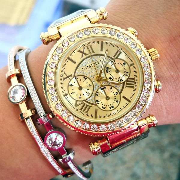 wristwatches relogio feminino 2021 luxury women dress watches geneva ladies gold wrist watch quartz, Slivery;brown
wristwatches relogio feminino 2021 luxury women dress watches geneva ladies gold wrist watch quartz, Slivery;brown