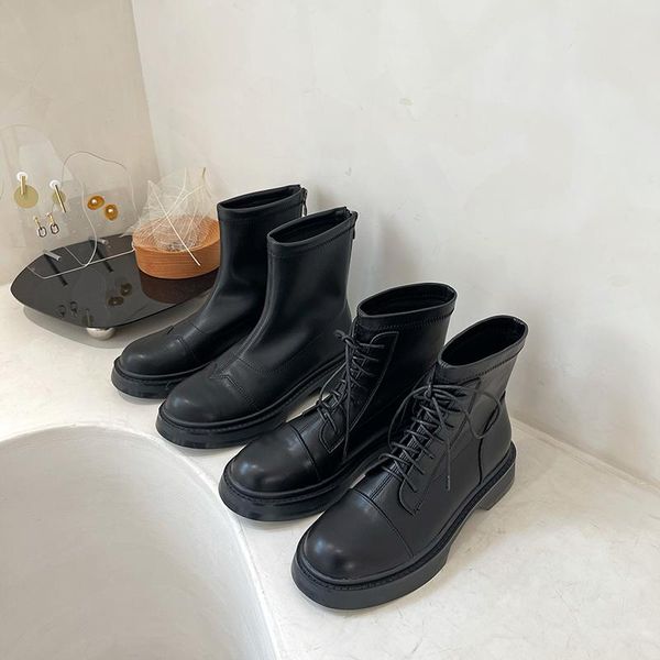 boots fashion motorcycle for women round toe flat mid heels cross tied lace up sock comfortable woman party size 35-39, Black
boots fashion motorcycle for women round toe flat mid heels cross tied lace up sock comfortable woman party size 35-39, Black