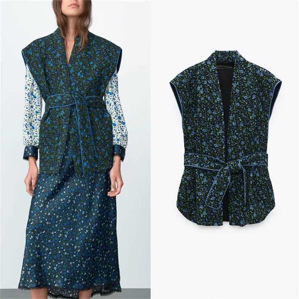 za est autumn print parkas vest with belt floral down cotton waistcoat women sleeveless winter jacket outwear 211216, Black
za est autumn print parkas vest with belt floral down cotton waistcoat women sleeveless winter jacket outwear 211216, Black