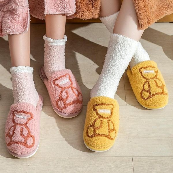slippers winter warm women men thick soled non-slip cartoon cute baer plush cotton shoes memory foam couples home fur slides, Black
slippers winter warm women men thick soled non-slip cartoon cute baer plush cotton shoes memory foam couples home fur slides, Black