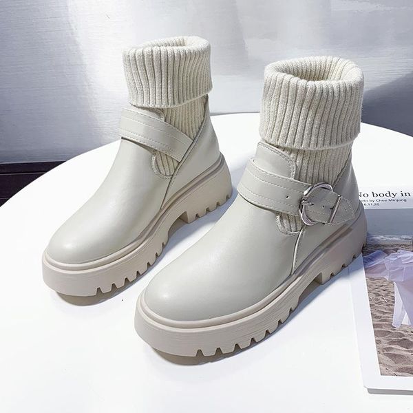 boots 2021 autumn and winter suede round head plus velvet thick bottom belt buckle knitted wool tube short women, Black
boots 2021 autumn and winter suede round head plus velvet thick bottom belt buckle knitted wool tube short women, Black