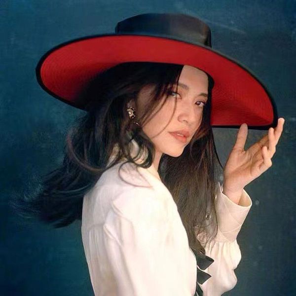 wide brim hats classical splice two tone wool fedora winter warm panama for women red black lady dress hat cape, Blue;gray
wide brim hats classical splice two tone wool fedora winter warm panama for women red black lady dress hat cape, Blue;gray