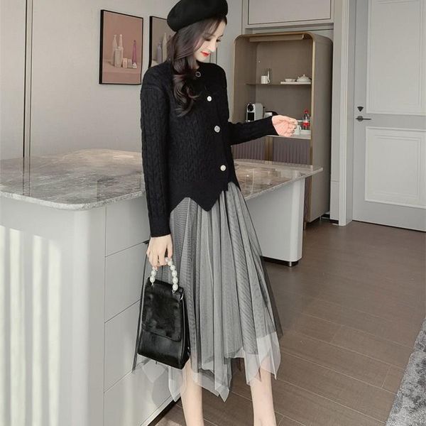 two piece dress women set elegant sashes long sleeve cardigan sweater mesh skirt suit loose knitted outfit, White
two piece dress women set elegant sashes long sleeve cardigan sweater mesh skirt suit loose knitted outfit, White