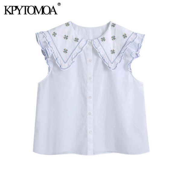 women sweet fashion patchwork embroidery poplin blouses vintage peter pan collar button-up female shirts chic 210421, White
women sweet fashion patchwork embroidery poplin blouses vintage peter pan collar button-up female shirts chic 210421, White